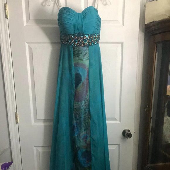 COPY - 3 New Tony Bowls Peacock Turquoise Prom/Pageant/Homecoming/Bridesmaid Dr… - Picture 2 of 8